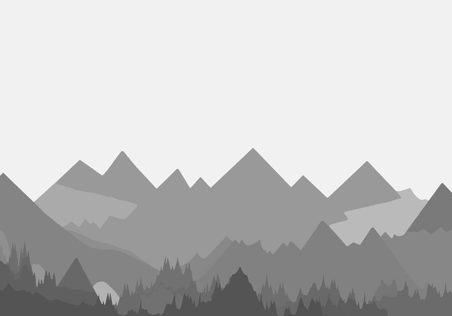 Grey mountains with trees