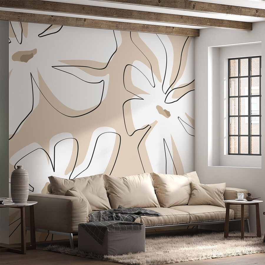 Pattern of flowers on a beige background