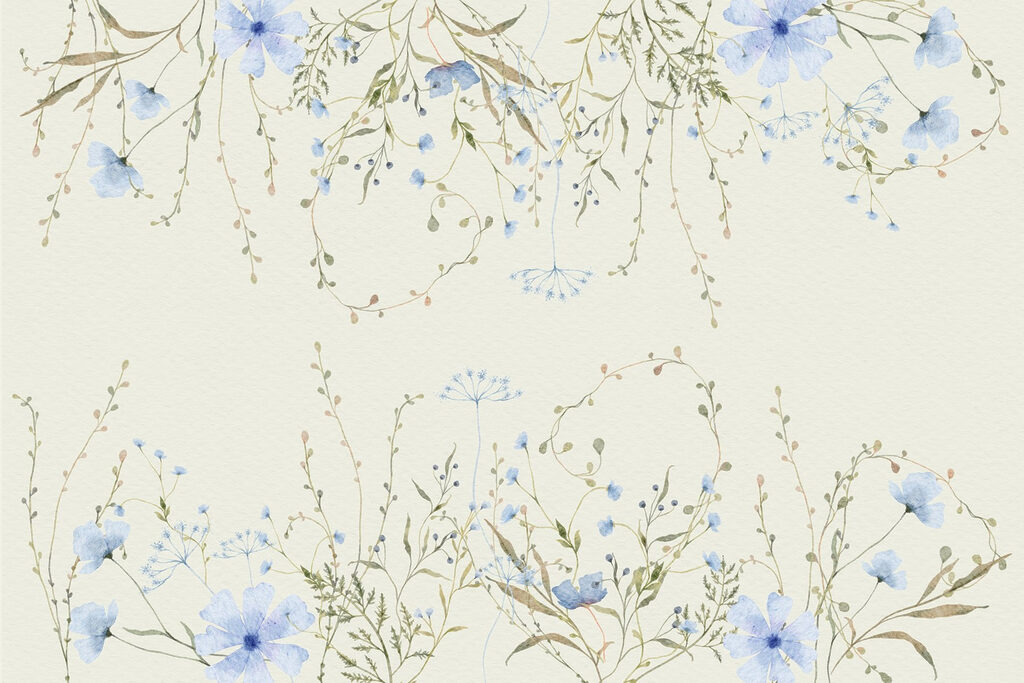 Watercolor painting of flowers and leaves Watercolor painting of flowers and leaves