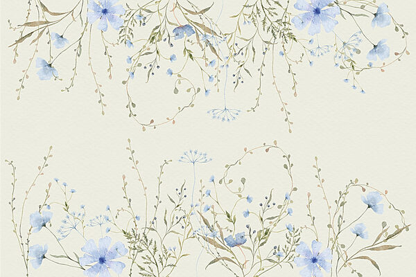 Watercolor painting of flowers and leaves Watercolor painting of flowers and leaves