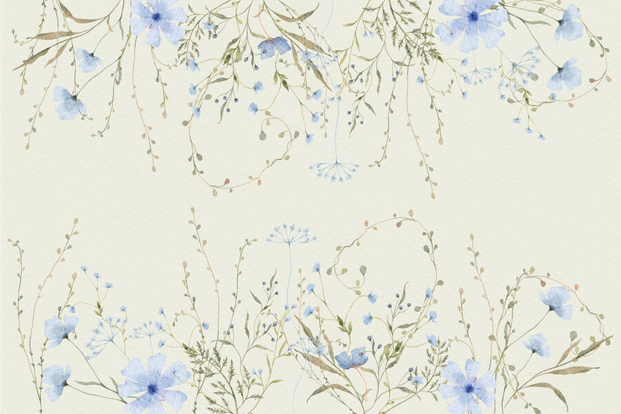 Watercolor painting of flowers and leaves Watercolor painting of flowers and leaves