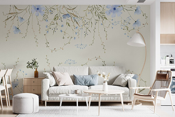 Watercolor painting of flowers and leaves Watercolor painting of flowers and leaves