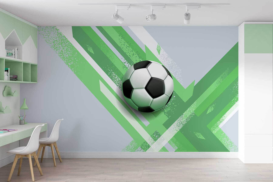 Football ball on a green and white background Football ball on a green and white background