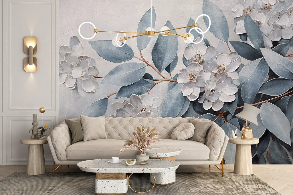 Painting of flowers and leaves