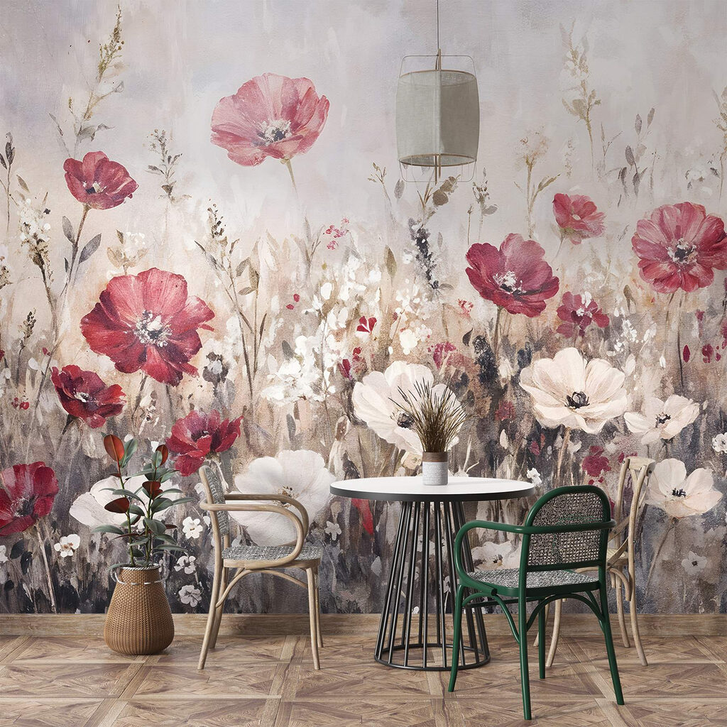 Painting of flowers in a field Painting of flowers in a field