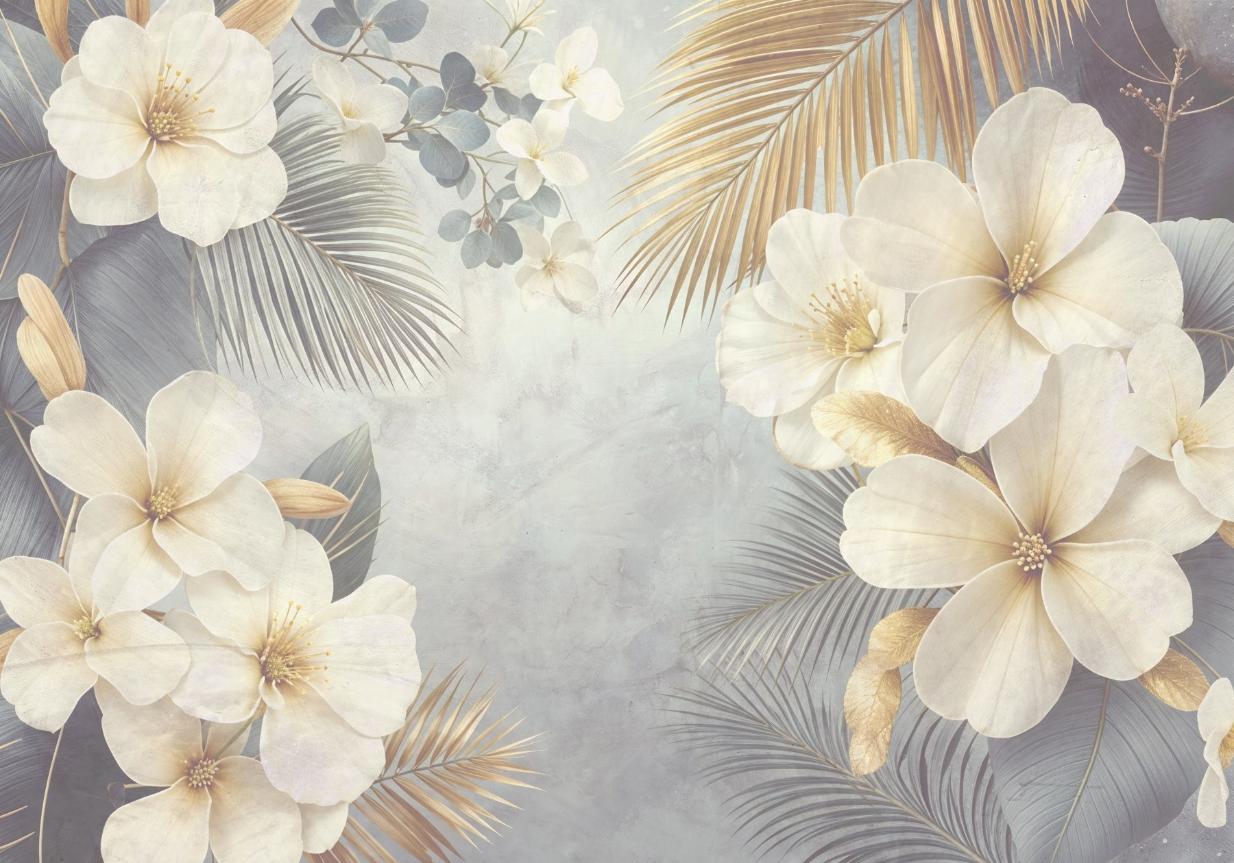 White flowers and leaves White flowers and leaves