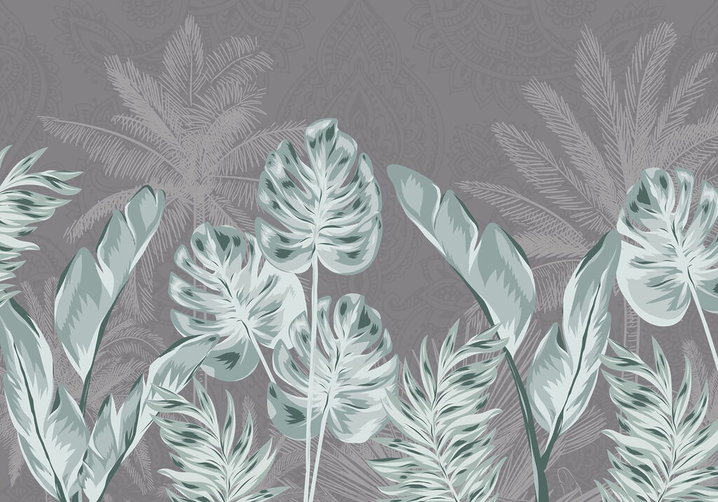 – Tropical leaves on a subtle background – Tropical leaves on a subtle background