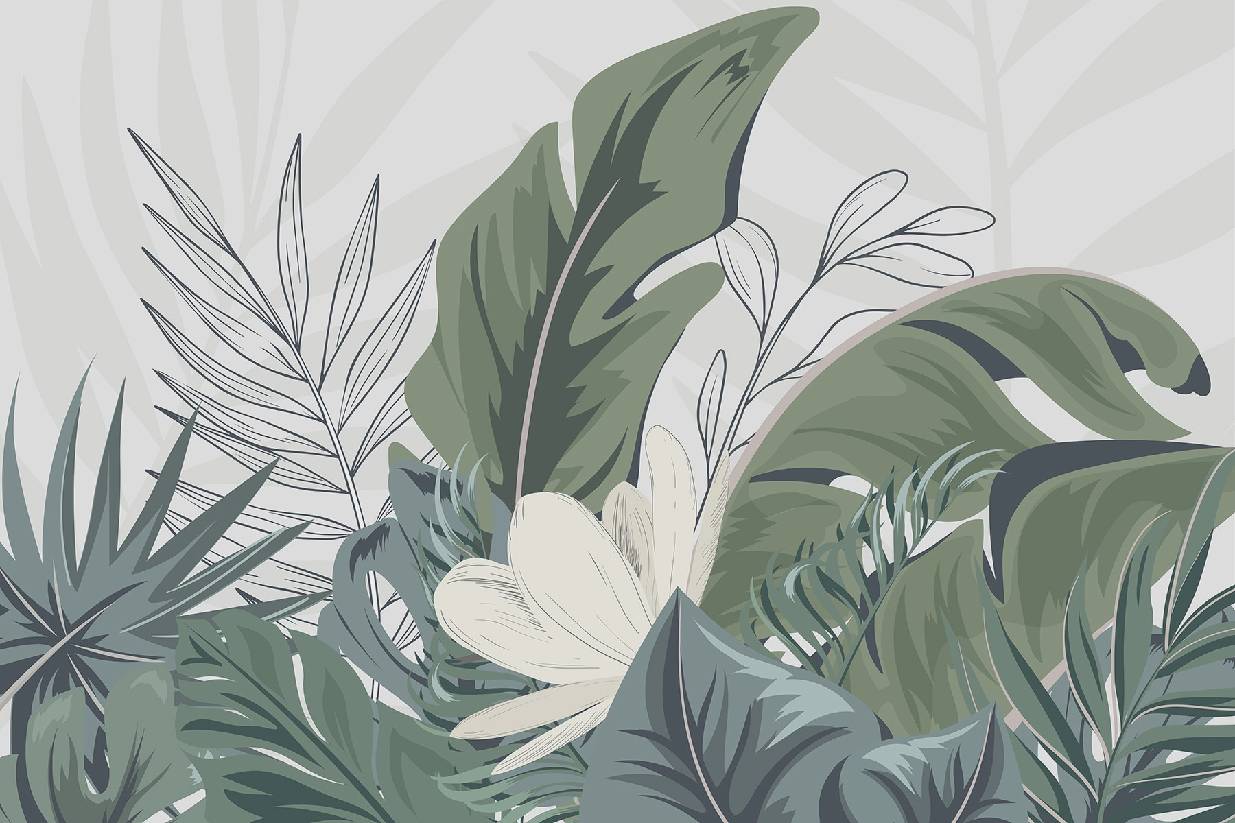 Tropical leaves in serene arrangement Tropical leaves in serene arrangement