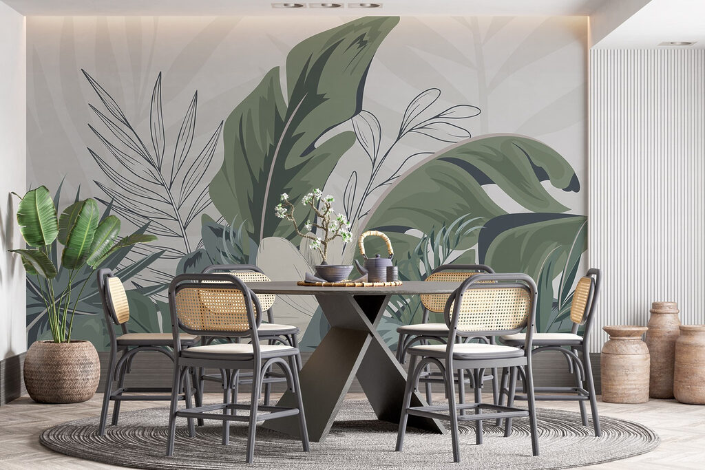 Tropical leaves in serene arrangement Tropical leaves in serene arrangement