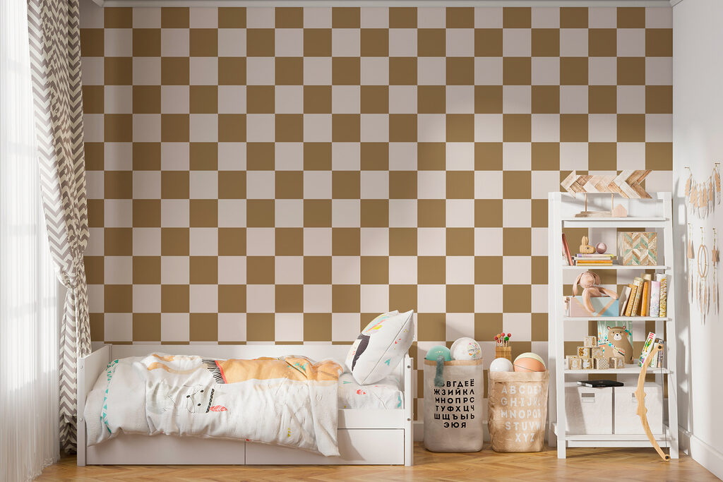 Brown and white checkered pattern