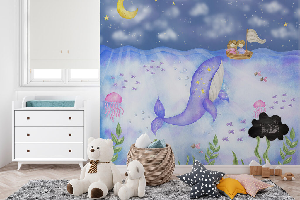 Whale and jellyfish under the sea Whale and jellyfish under the sea