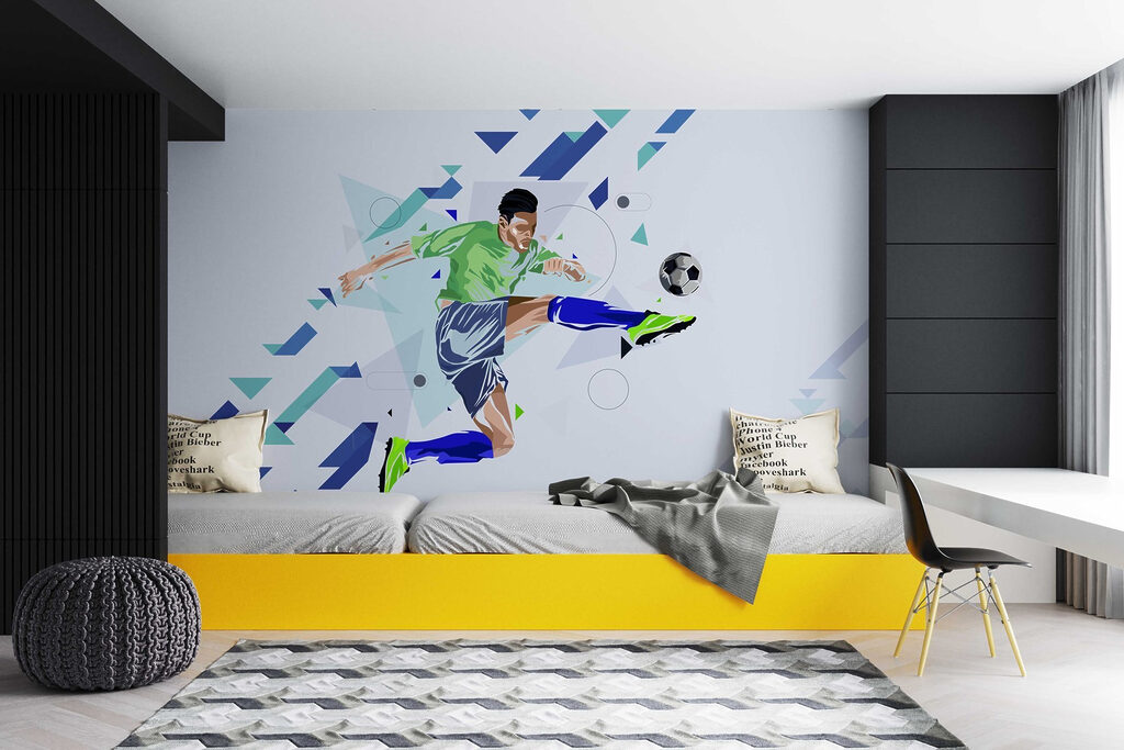 Man kicking a football ball