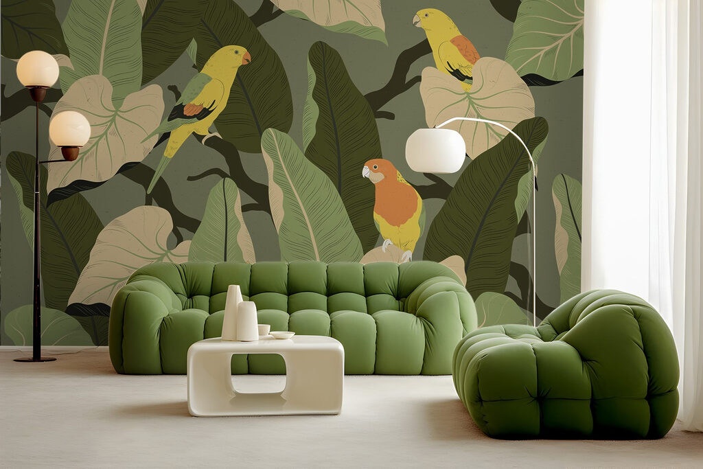 Colorful birds on a tree branch Colorful birds on a tree branch