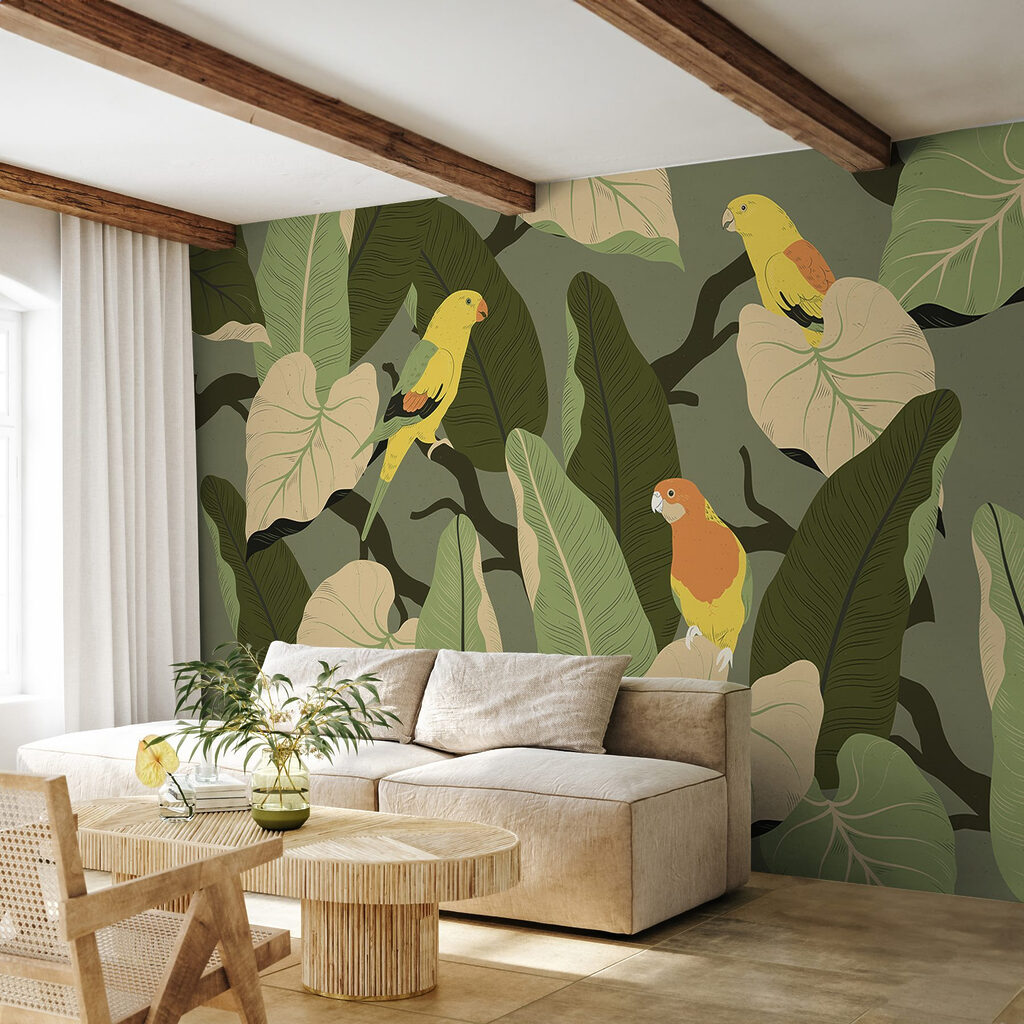 Colorful birds on a tree branch Colorful birds on a tree branch