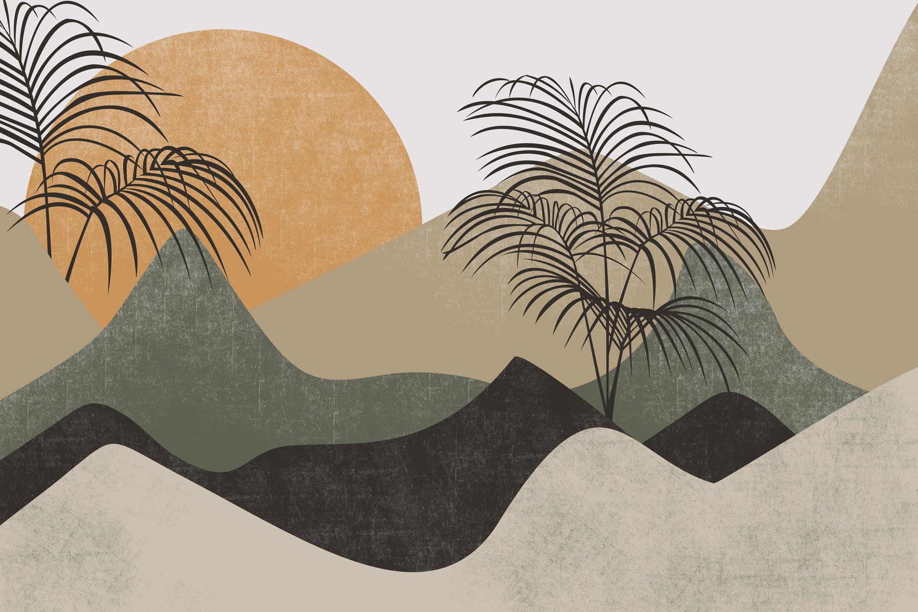 Palm trees and mountains