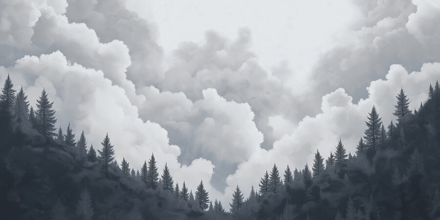 Wall murals Group of trees and clouds - Image 5