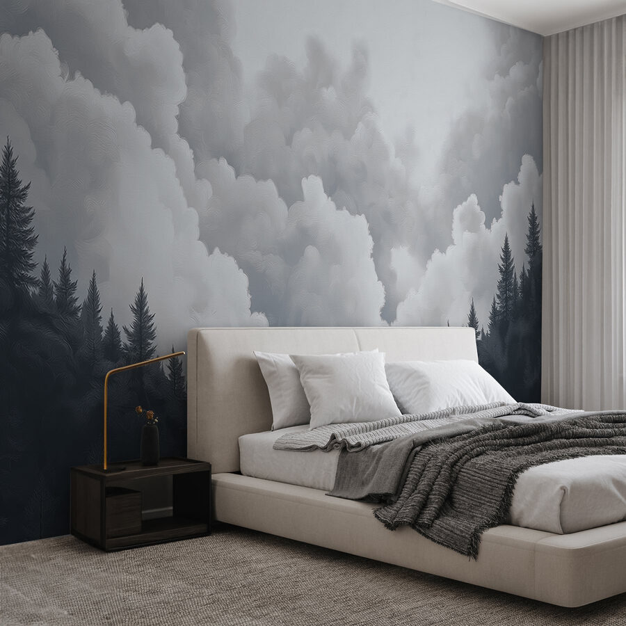 Wall murals Group of trees and clouds