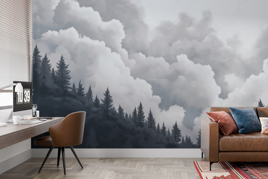 Wall murals Group of trees and clouds - Image 2