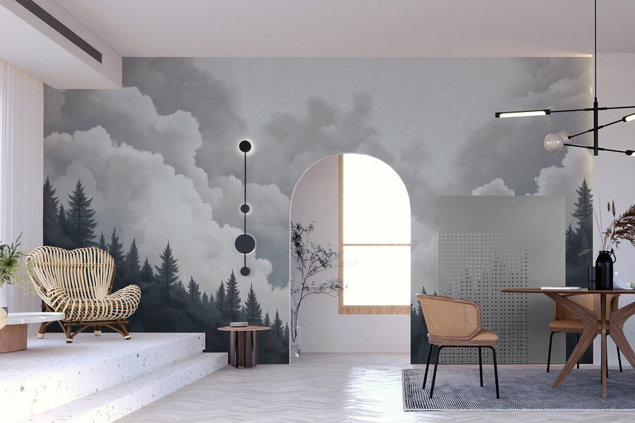 Wall murals Group of trees and clouds - Image 3