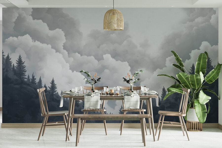 Wall murals Group of trees and clouds - Image 4