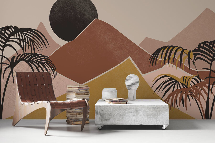 Wall murals Landscape with palm trees and mountains - Image 2