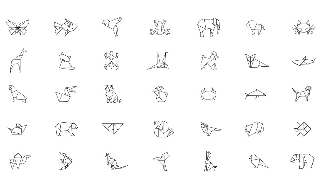 Collection of origami animals Collection of origami animals