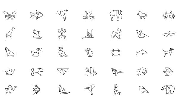 Collection of origami animals Collection of origami animals