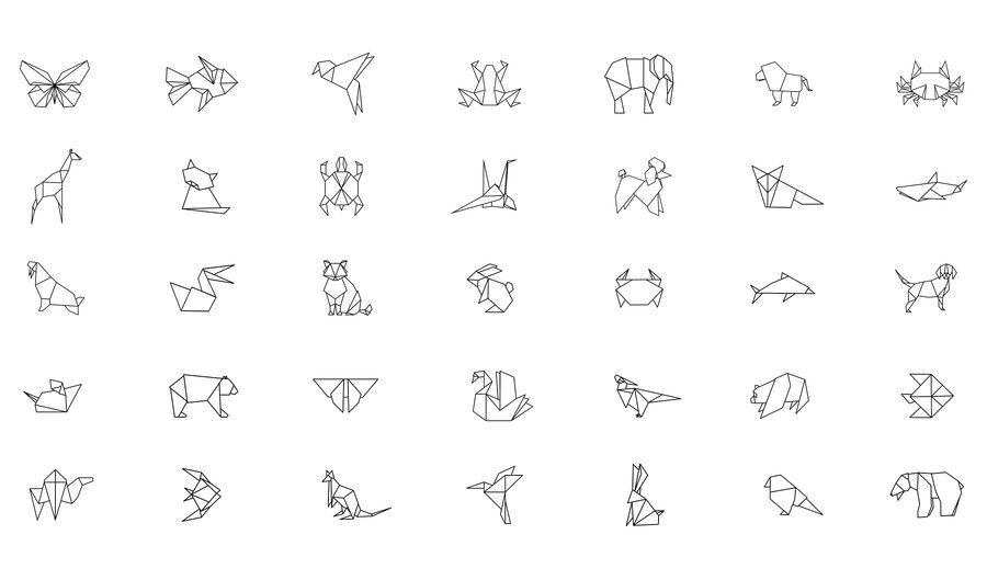 Collection of origami animals Collection of origami animals