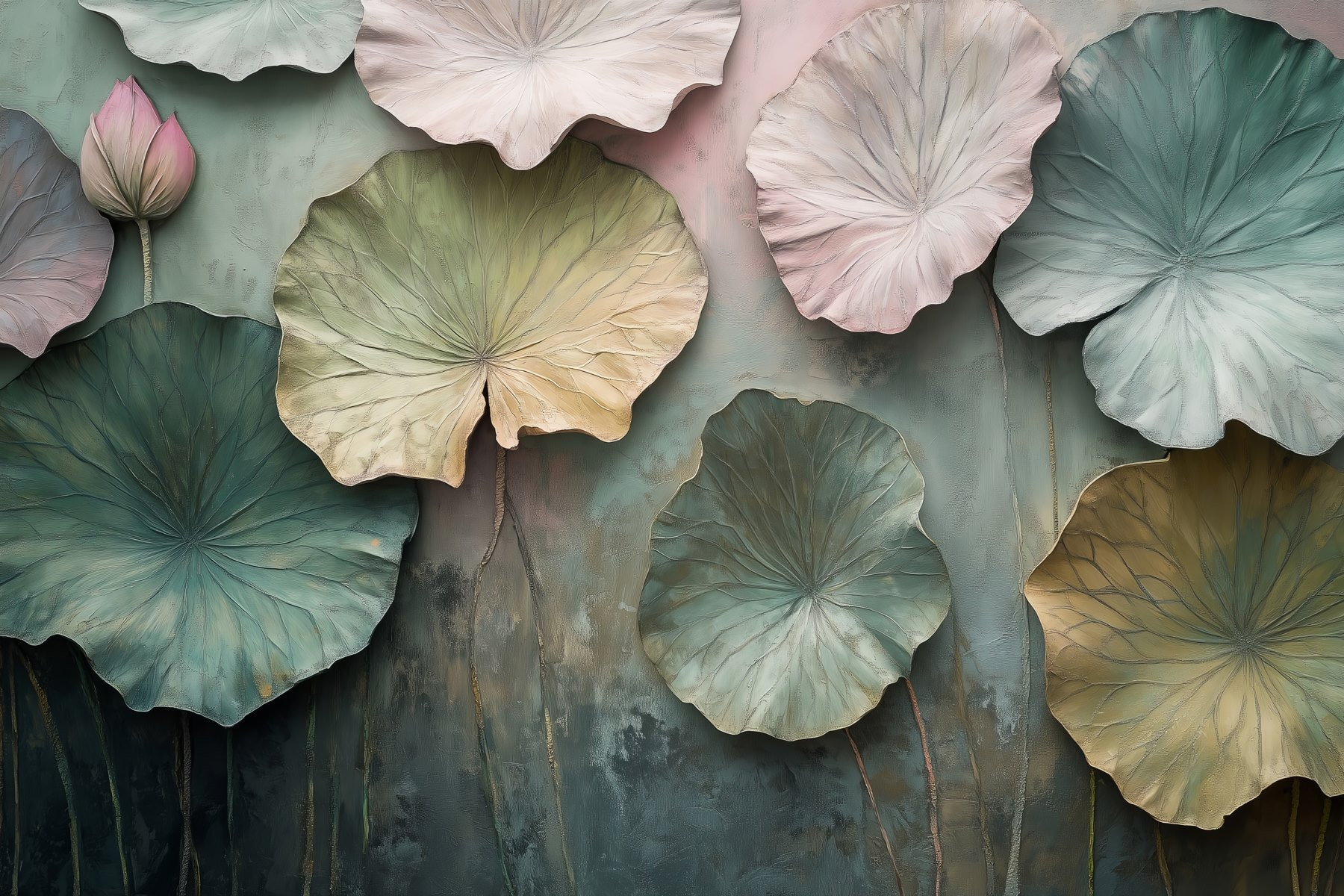 Wall with leaves on it