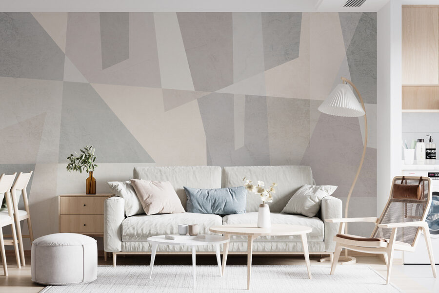 Wall murals White and grey background