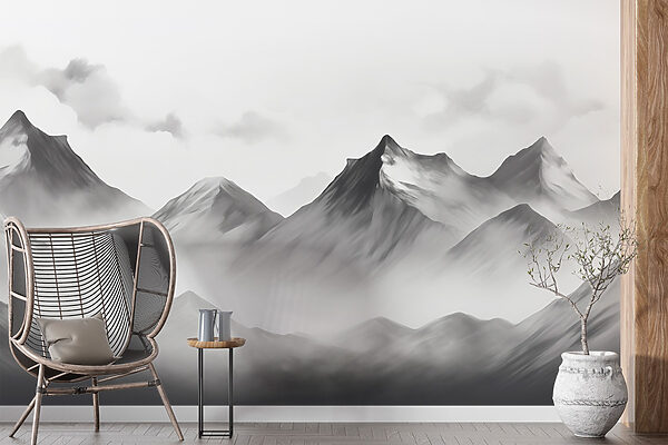 Mountain range with fog Mountain range with fog