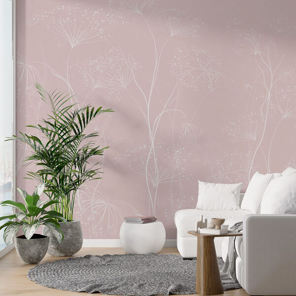 Wall murals White flowers on a pink background (SKU: w02422) Wall murals Wall murals White flowers on a pink background (SKU: w02422)