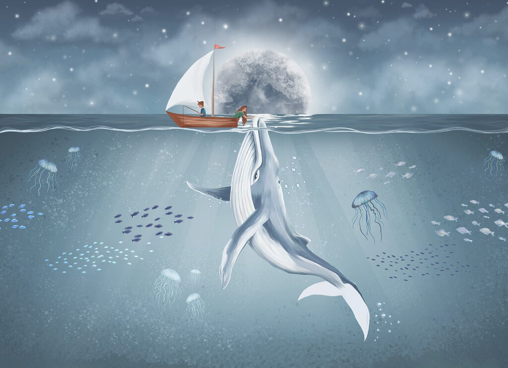 Whale swimming in the water Whale swimming in the water