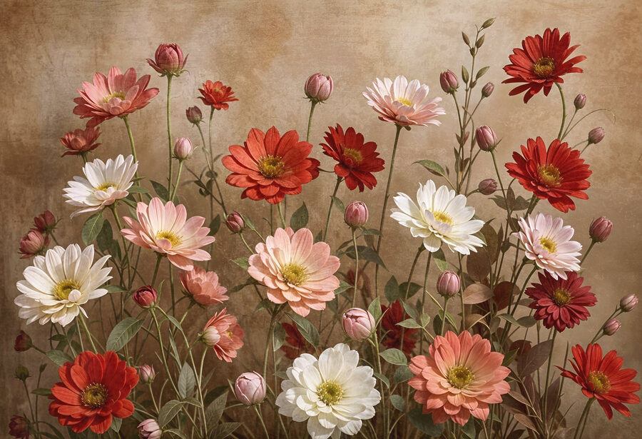 Group of flowers on stems