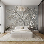 Wall mural White tree with flowers
