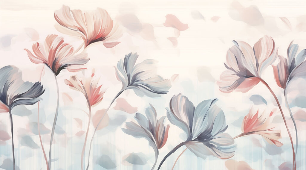 Painting of flowers on a white background Painting of flowers on a white background