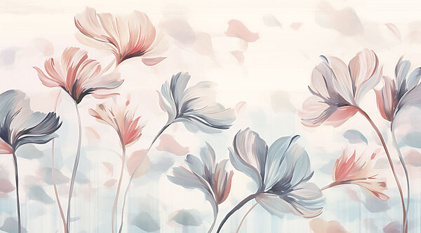 Painting of flowers on a white background Painting of flowers on a white background
