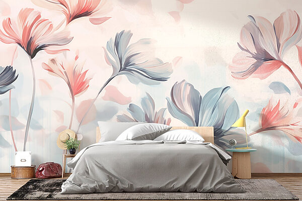 Painting of flowers on a white background Painting of flowers on a white background