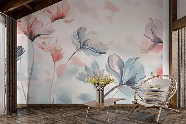 Painting of flowers on a white background Painting of flowers on a white background