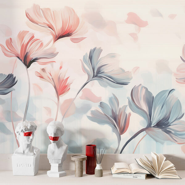 Painting of flowers on a white background Painting of flowers on a white background