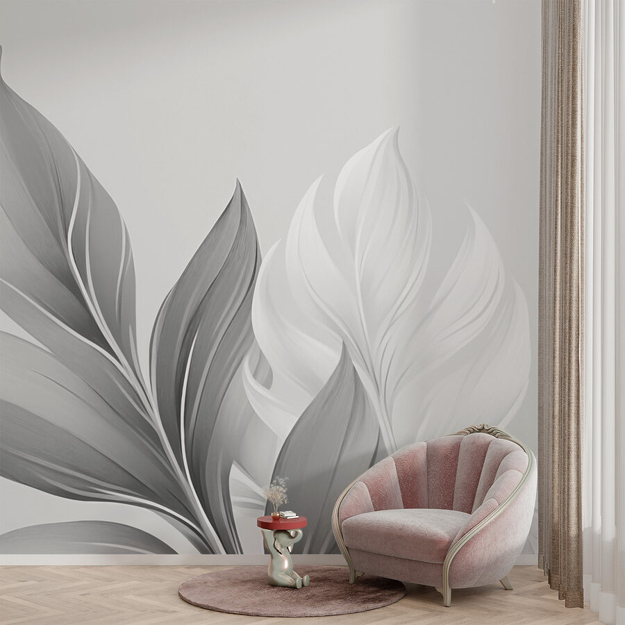 Delicate leaves in soft monochrome.