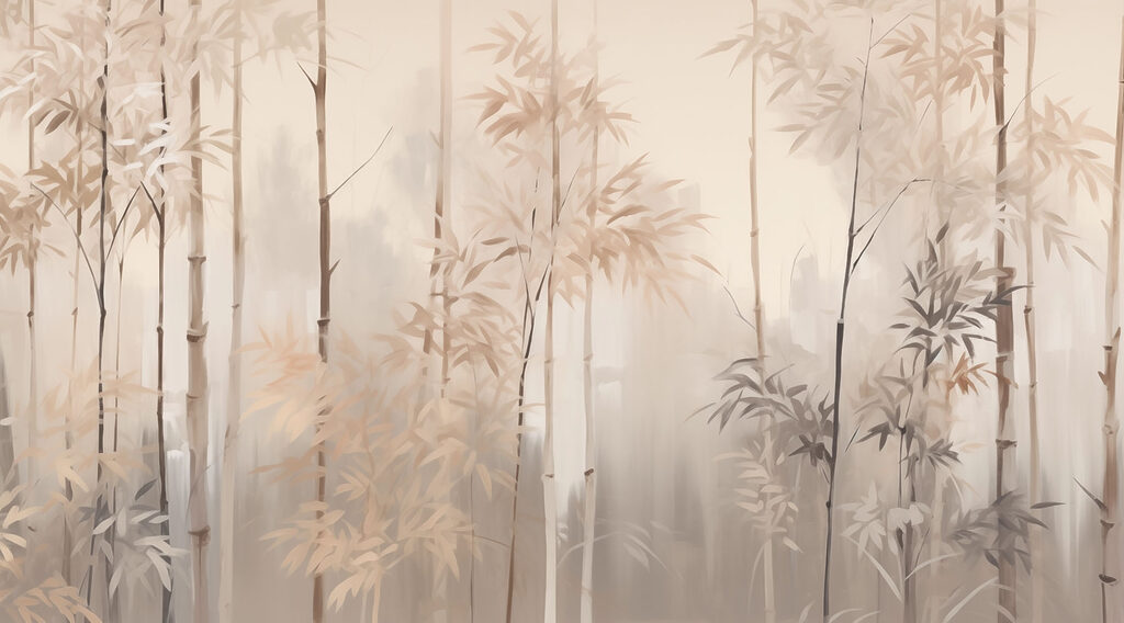 Painting of trees in fog Painting of trees in fog
