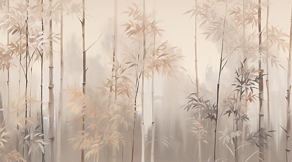 Painting of trees in fog Painting of trees in fog