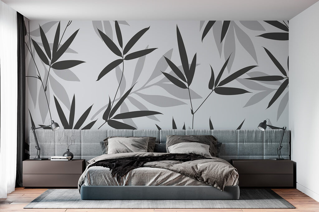 Black and white pattern of leaves Black and white pattern of leaves