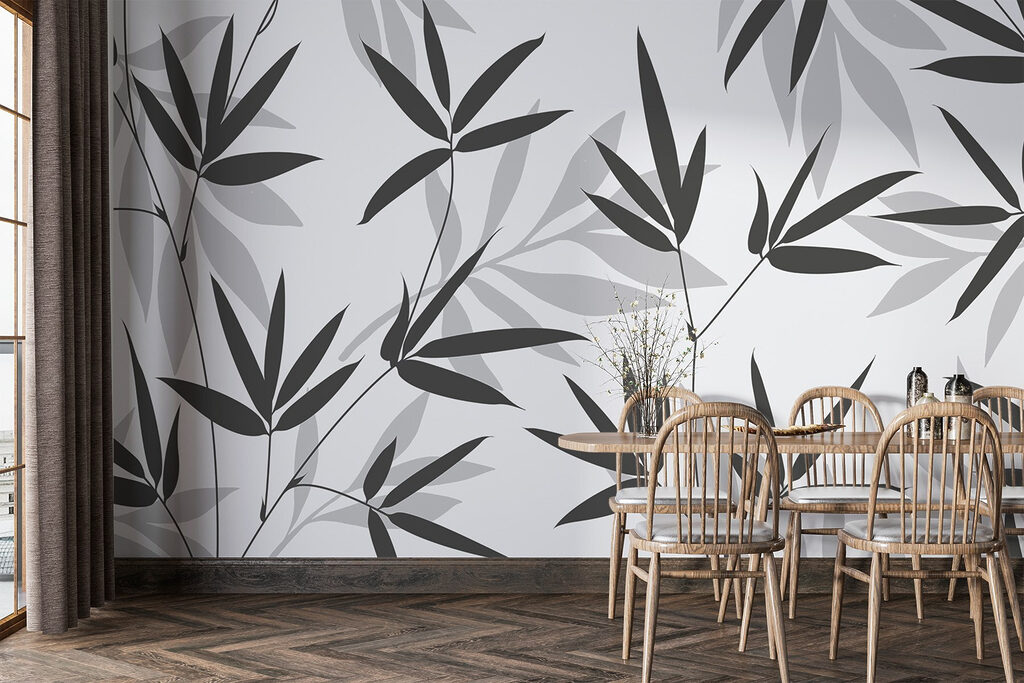 Black and white pattern of leaves Black and white pattern of leaves