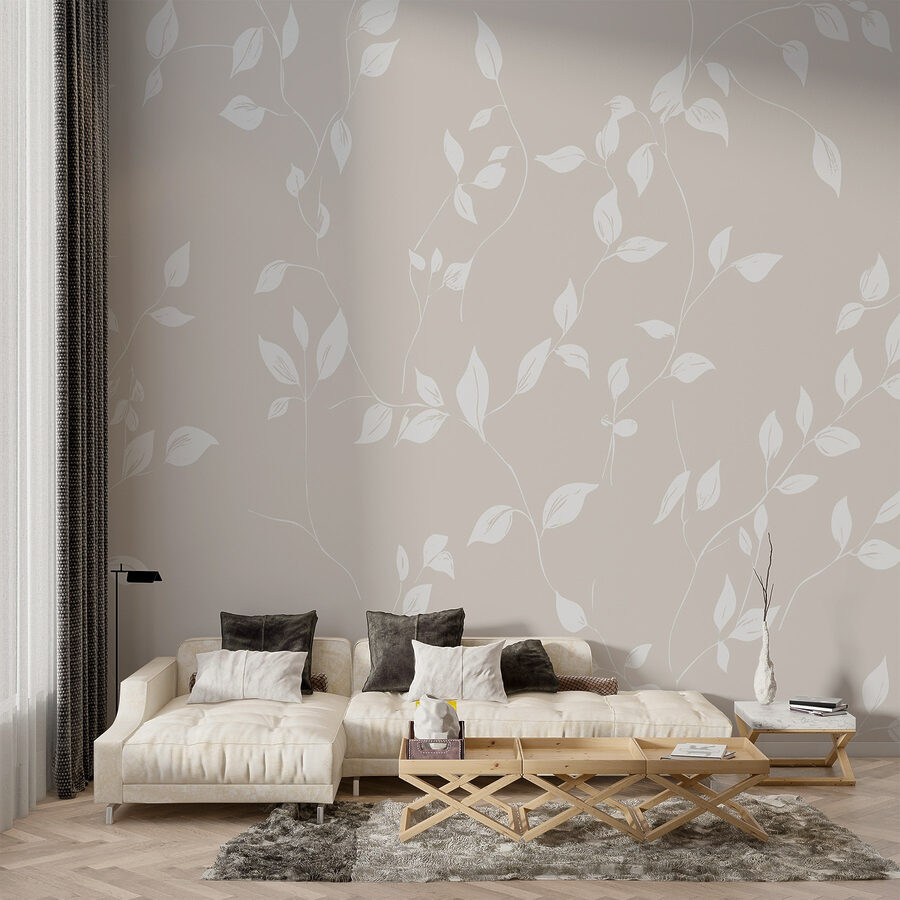 Wall murals White leaves on a white background