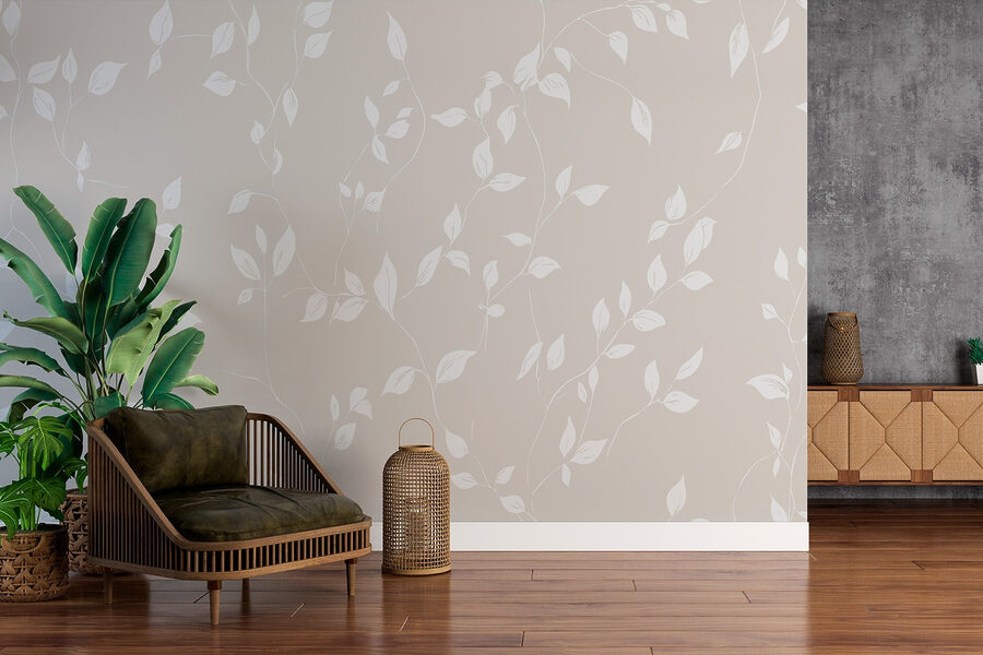 Wall murals White leaves on a white background - Image 3