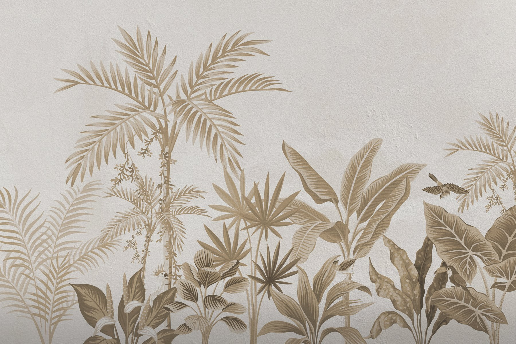 Wallpaper with plants and leaves