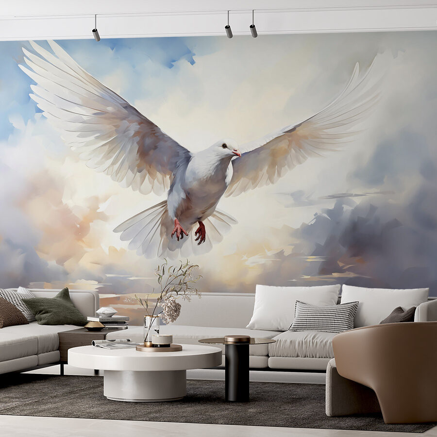 White dove flying in the sky