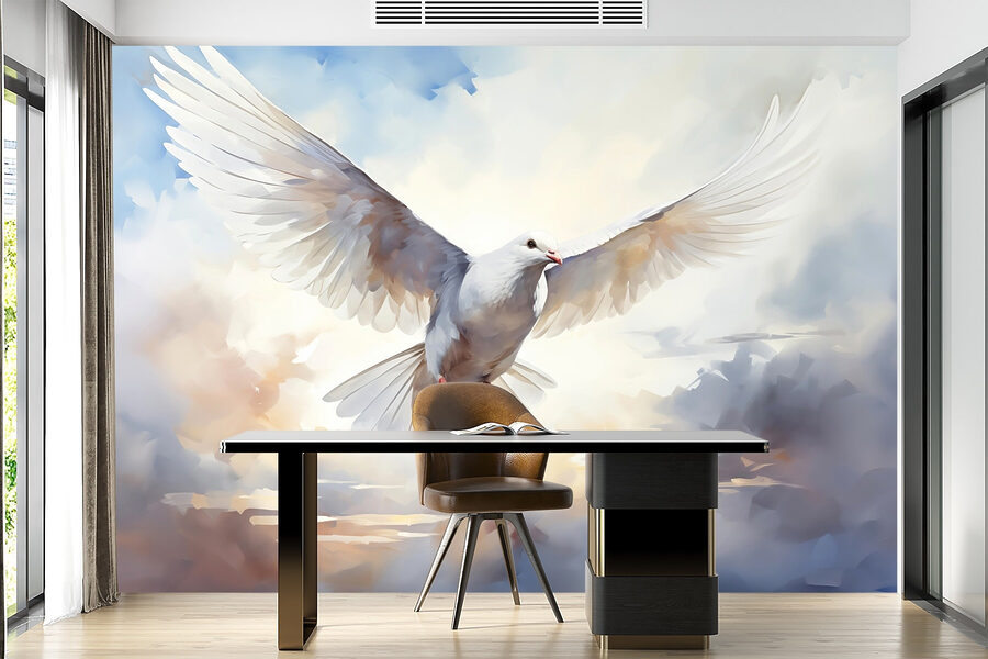 White dove flying in the sky